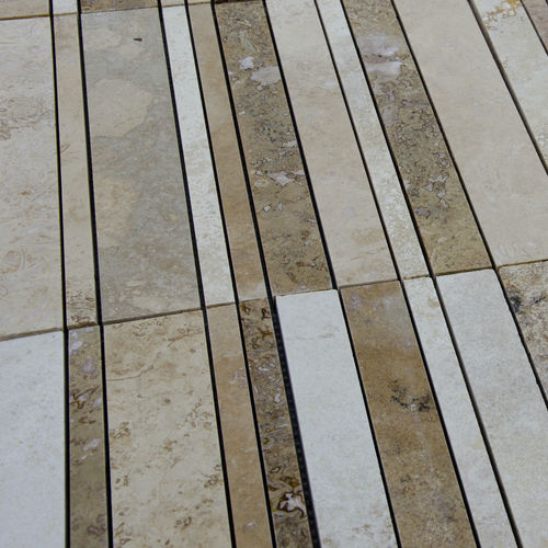 Mosaico in travertino - BARS HF TUSCANY MIX - PIETRE DI RAPOLANO PDR SRL - levigato / da esterno / da cucina