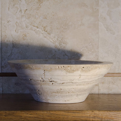 Lavabo da appoggio - CASTELLINA - PIETRE DI RAPOLANO PDR SRL - in travertino / rotondo / contemporaneo
