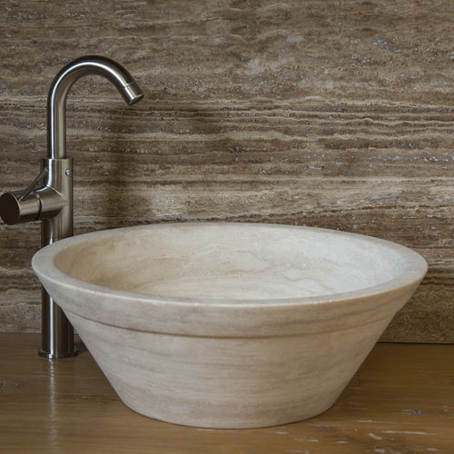 Lavabo da appoggio - GAIOLE CH - PIETRE DI RAPOLANO PDR SRL - in travertino / conico / contemporaneo