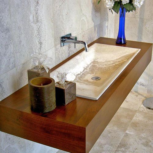 Piano lavabo in legno - GREVE - PIETRE DI RAPOLANO PDR SRL