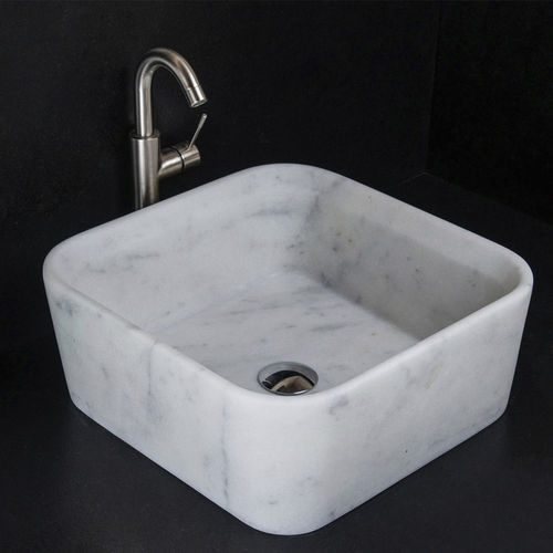 Lavabo da appoggio - SQUARE CARRARA T - PIETRE DI RAPOLANO PDR SRL - in marmo / finitura opaca / lucido