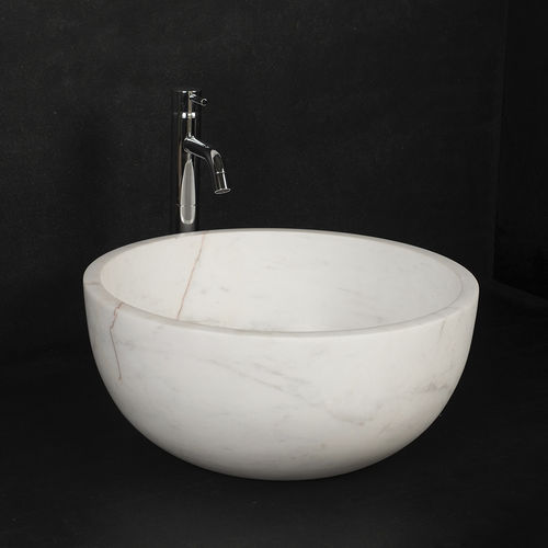 Lavabo da appoggio - FIANO BIANCO ALBA  - PIETRE DI RAPOLANO PDR SRL - in marmo / finitura opaca / circolare