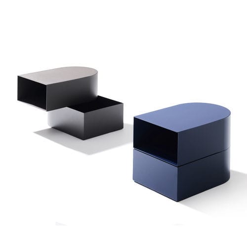 Comodino contemporaneo - Abside - Bolzan Srl-Società Benefit - in acciaio laccato / con contenitore / Made in Italy