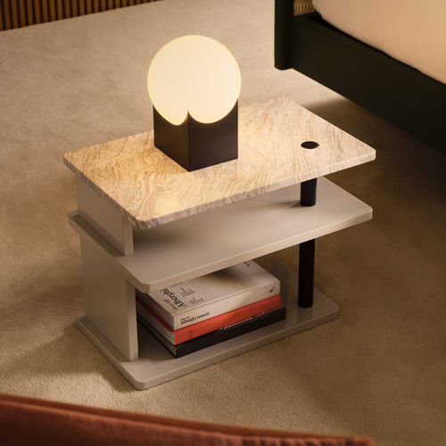 Comodino contemporaneo - DOMINIC  - Bolzan Srl-Società Benefit - in legno / in marmo / rettangolare