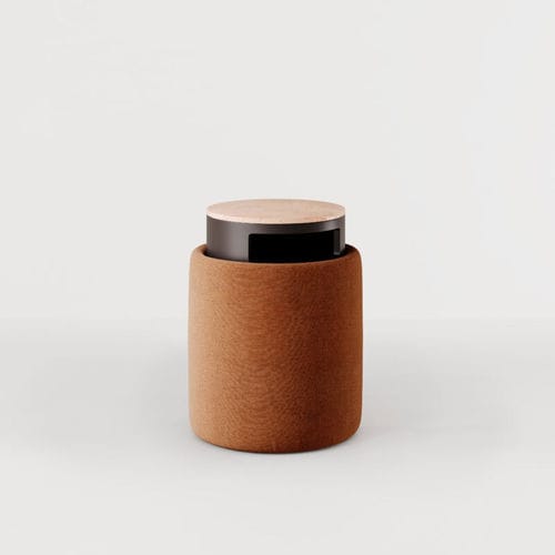 Pouf contemporaneo - ARES   - Bolzan Srl-Società Benefit - in pelle / in legno / in tessuto