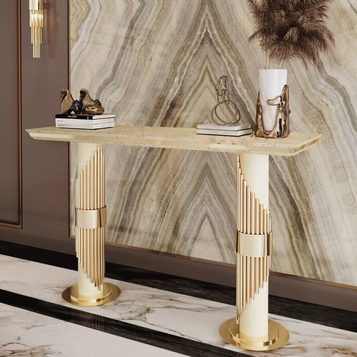 Consolle contemporanea - STREAMLINE - Ccastro Lighting - in metallo dorato / in marmo / con supporto in ottone