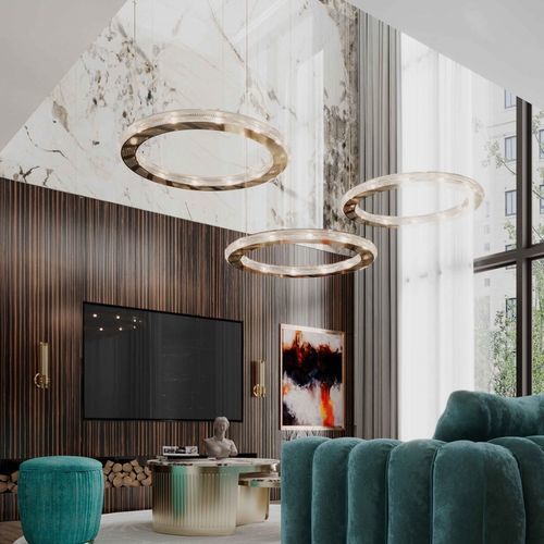 Lampadario contemporaneo - ARIELLE  - Ccastro Lighting - in ottone placcato oro / da 12 lampadine / contract