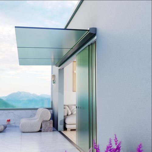 Pensilina per porta - LIBRA 2.0 - GFS Design - per edificio ad uso pubblico / in alluminio / in vetro