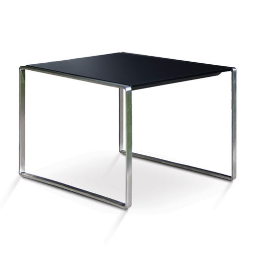Tavolo d'appoggio contemporaneo - MESONA 50 - FueraDentro - in teak / in vetro / con supporto in acciaio inossidabile