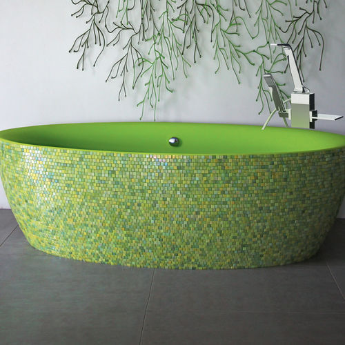 Vasca da bagno ovale - DIP MOSAIC - AQUAdesign - da appoggio / in composito / in acrilico