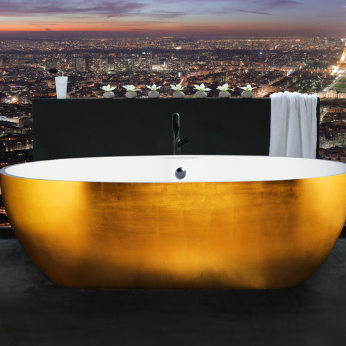 Vasca da bagno ovale - STONE ONE GOLDLINE  - AQUAdesign - da appoggio / in composito / bianca