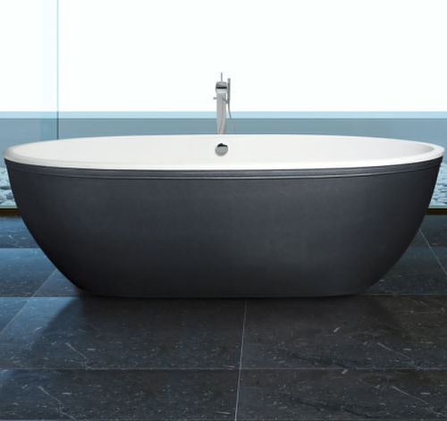 Vasca da bagno ovale - STONE ONE GRAINE DE CUIR - AQUAdesign - da appoggio / in composito / bianca