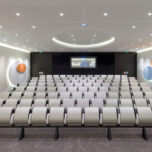 Poltrona per auditorium contemporanea - TULIP - Lamm srl - in pelle / in poliuretano / con tavoletta