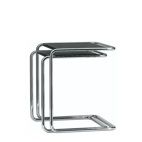Tavolino estraibile design Bauhaus - B 97 - THONET - in legno / in vetro / con supporto in acciaio cromato
