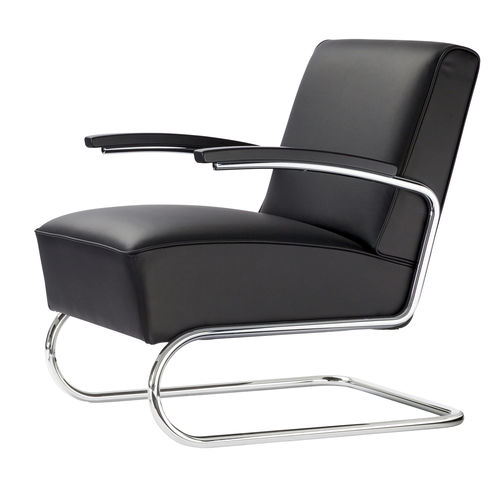 Poltrona contemporanea - S 411 - THONET - in tessuto / in pelle / in pelle di mucca