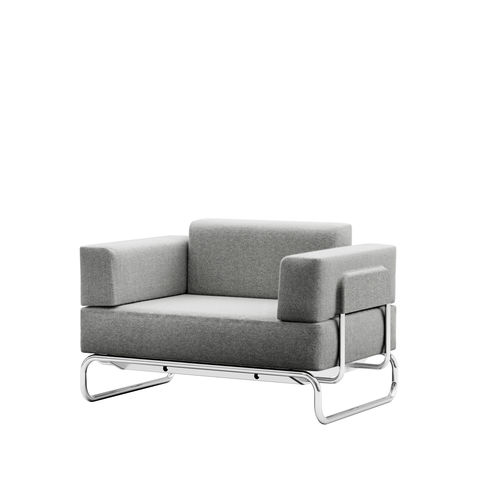 Poltrona contemporanea - S 5001/C001 - THONET - in tessuto / in pelle / in acciaio cromato