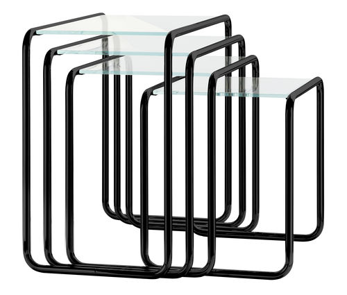 Tavolino estraibile design Bauhaus - ALL SEASONS: B 9 - THONET - in legno / in vetro / in acciaio con rivestimento a polvere