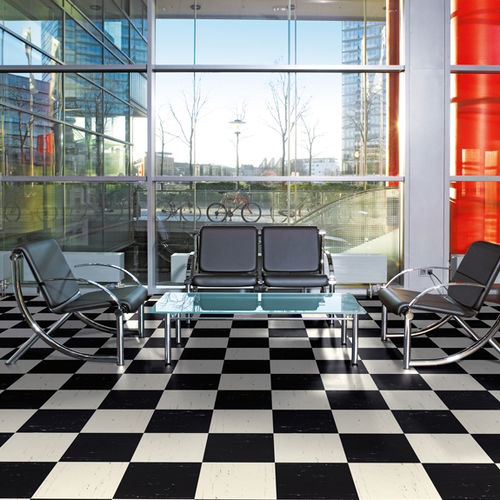 Pavimento in vinile - POLYFLEX PLUS PU - Polyflor - da interno / per il settore terziario / a quadrotte