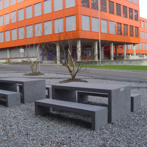 Tavolo da picnic contemporaneo - MODULAR - A Amop Synergies - in calcestruzzo / rettangolare / su misura