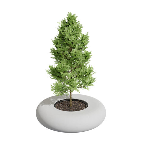 Fioriera in calcestruzzo - FLOWER STONE XL C - A Amop Synergies - rotonda / con panchina integrata / contemporanea