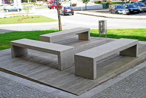 Panca per spazi pubblici contemporanea - MODULAR : R - A Amop Synergies - in calcestruzzo / modulare