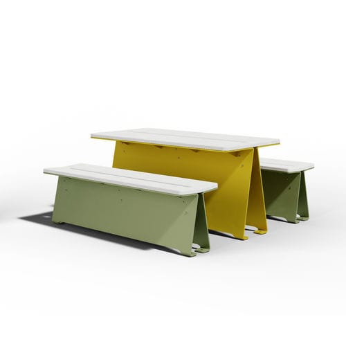 Set tavolo e panca contemporaneo - FRESTA - A Amop Synergies - in acciaio / in calcestruzzo ad alte prestazioni / da esterno