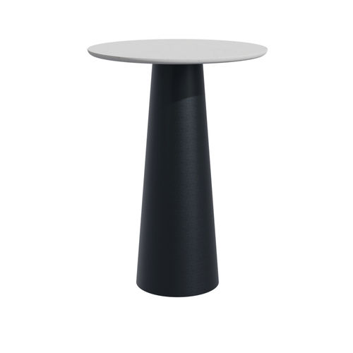 Tavolo alto contemporaneo - Round Up A 28001 - A Amop Synergies - in calcestruzzo / con supporto in acciaio / rotondo