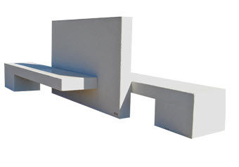 Panca per spazi pubblici contemporanea - AGUEDA DOUBLE - A Amop Synergies - in calcestruzzo / con schienale