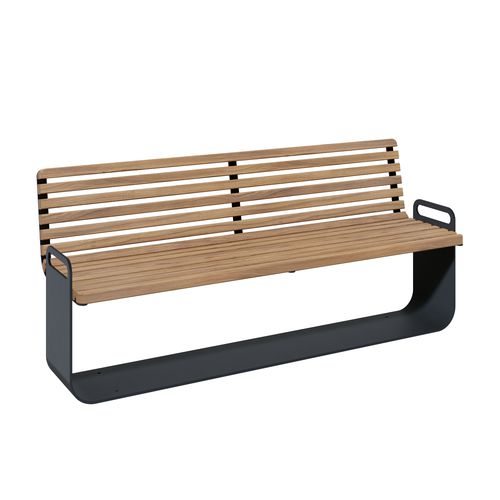 Panca per spazi pubblici contemporanea - GRIP 32021 - A Amop Synergies - in legno / in acciaio verniciato / con schienale