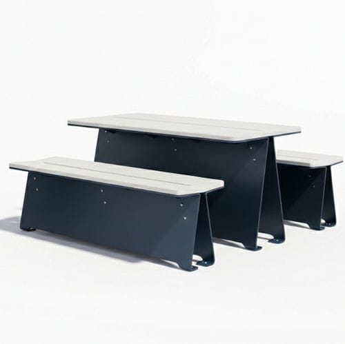 Set tavolo e panca contemporaneo - FRESTA - A Amop Synergies - in acciaio / in calcestruzzo ad alte prestazioni / da esterno