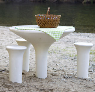 Tavolo da picnic contemporaneo - AMOPLAY : TABLE  - A Amop Synergies - in calcestruzzo / rotondo / professionale