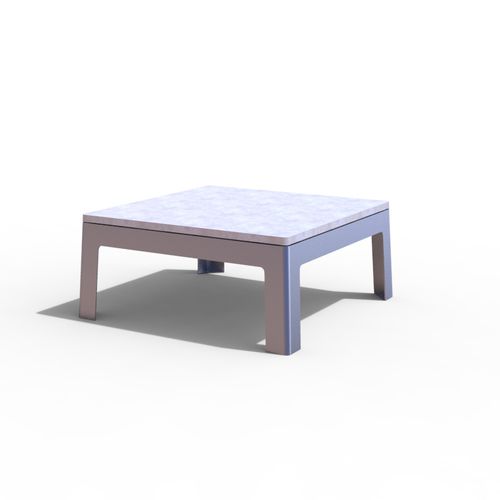 Tavolino basso contemporaneo - LUGARCOMUM: STEEL COFFE TABLE - A Amop Synergies - in acciaio / rettangolare / per spazio pubblico