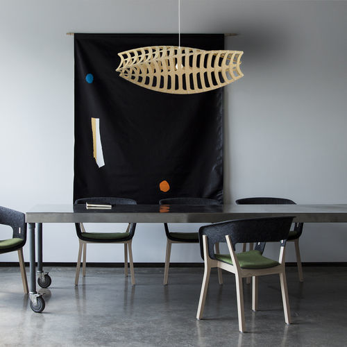Lampada a sospensione - TORU - David Trubridge Design - in alluminio / in bambù / in legno compensato