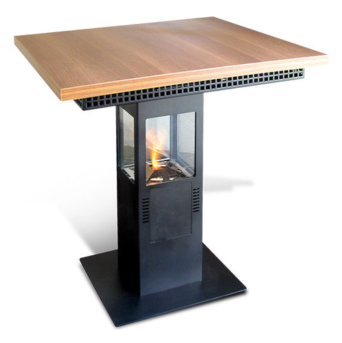 Tavolo alto contemporaneo - STAR-TABLE©: 999  - direct cheminée - in acciaio termolaccato / rettangolare / con bruciatore a biotenaolo