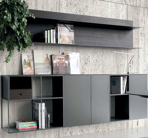 Credenza a muro - ATELIER  - extendo - contemporanea / in rovere / in vetro laccato