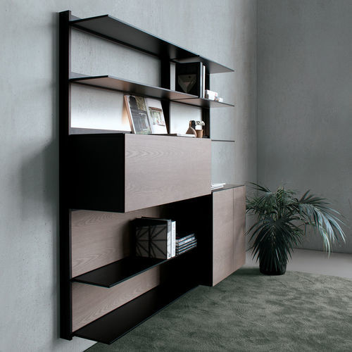 Libreria modulare - EWS - extendo - murale / contemporanea / in noce