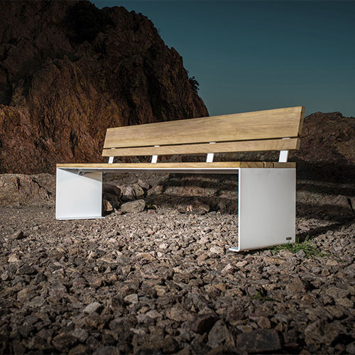 Panca per spazi pubblici contemporanea - PYSA - CYRIA | Mobilier Urbain - in legno / in acciaio / in acciaio termolaccato