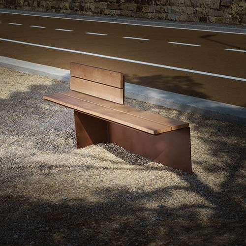 Panca da giardino contemporanea - MONSIEUR - CYRIA | Mobilier Urbain - in legno / in acciaio / in acciaio termolaccato