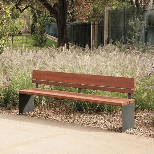 Panca da giardino contemporanea - PYSA - CYRIA | Mobilier Urbain - in legno / in acciaio / in acciaio termolaccato