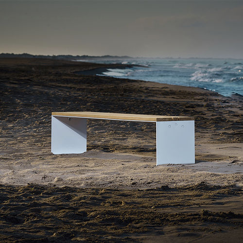 Panca da giardino contemporanea - PYSA - CYRIA | Mobilier Urbain - in legno / in acciaio termolaccato / senza schienale