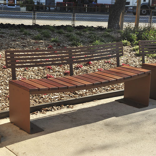 Panca da giardino contemporanea - MANTA - CYRIA | Mobilier Urbain - in legno / in acciaio / in acciaio termolaccato