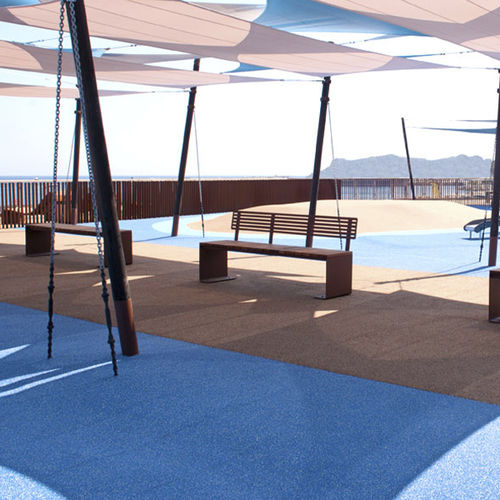 Panca da giardino contemporanea - MANTA - CYRIA | Mobilier Urbain - in legno / in acciaio / in acciaio termolaccato
