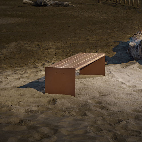 Panca per spazi pubblici contemporanea - ABSOLUT - CYRIA | Mobilier Urbain - in legno / in acciaio / in acciaio termolaccato