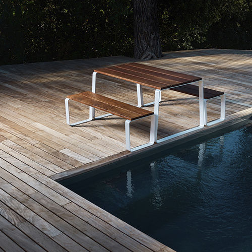 Panca per spazi pubblici contemporanea - KAISEKI - CYRIA | Mobilier Urbain - in legno / in acciaio / in acciaio termolaccato