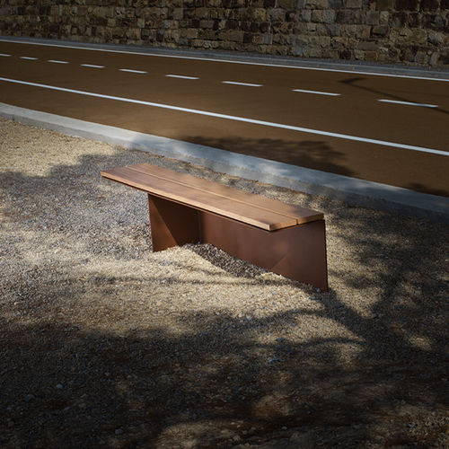 Panca per spazi pubblici contemporanea - MONSIEUR - CYRIA | Mobilier Urbain - in legno / in acciaio galvanizzato / in acciaio