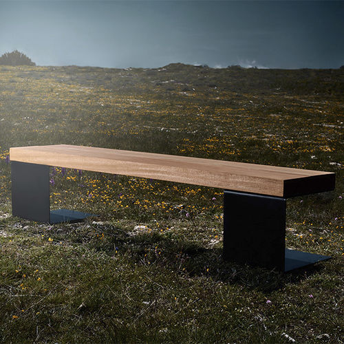 Panca da giardino contemporanea - BIO2 - CYRIA | Mobilier Urbain - in legno / in acciaio / in acciaio termolaccato
