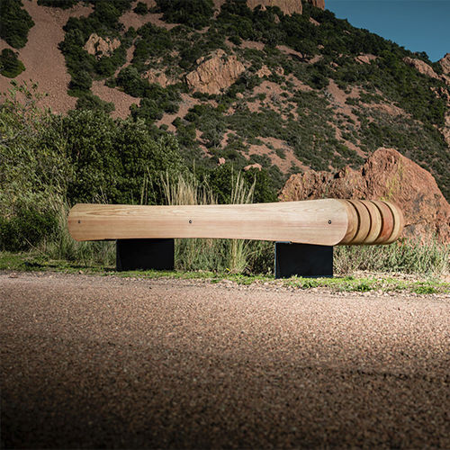 Panca da giardino contemporanea - JERIKO - CYRIA | Mobilier Urbain - in legno / in acciaio / in acciaio termolaccato