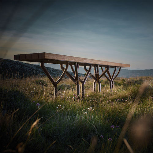 Panca da giardino contemporanea - MIGRATION - CYRIA | Mobilier Urbain - in legno / in acciaio / in acciaio termolaccato
