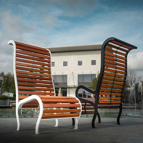 Poltrona urbana contemporanea - M-A KUSTOM - CYRIA | Mobilier Urbain - in legno / in acciaio / con schienale alto