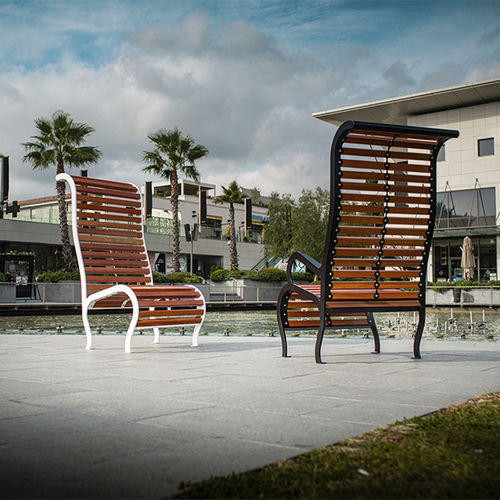 Sedia contemporanea - M-A KUSTOM - CYRIA | Mobilier Urbain - da esterno / in legno / con supporto in acciaio